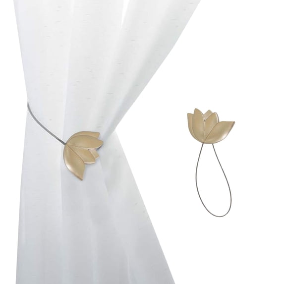 Magnetic Tulip Curtain Tieback – Elegant Resin Design with Strong Magnet – Gold