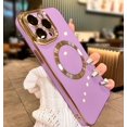 thumbnail image 1 of Magnetic Ture Color for iPhone 14 Pro Max Case with Exclusive Build-in Lens Cover [No.1 Strong N52 Magnet] for Women Girl Cute Love Girls Phone TPU Case (6.7")-Sakura Purple, 1 of 12