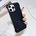 thumbnail image 1 of Magnetic Ultra Thin Frosted Designed for iPhone 15 Pro Frameless Phone Case [Compatible with MagSafe] Slim Minimalist Lightweight Matte Hard Cover Shockproof Phone Case,Black, 1 of 7