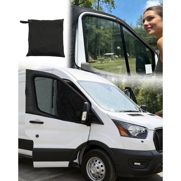 Magnetic Van Window Screens with Internal Locking System, 42" x 29" Universal Fit for Sprinter, Ford Transit & Most Vans (Pair), No-See-Um Bug Netting for Camping & Van Life Accessories