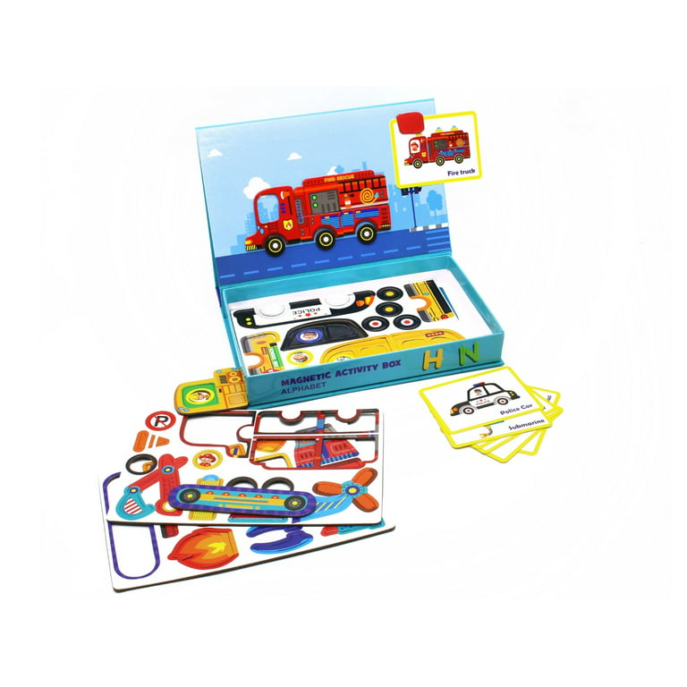 Magnetic Vehicled Themed Storytelling Playbox with Playing Cards