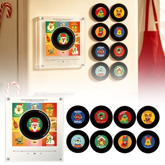 Magnetic Vinyl Player for Fridge Nfc Magnetic Music Box,Fridge Mini Vinyl Record Player With 9 Nfc Discs,Playback for Christmas Decor and Gifting Backroad Spins Music Box Birthday Gift for Music Fans