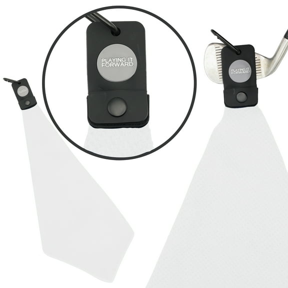 Magnetic Waffle Weave Microfiber Golf Towel with Clip White