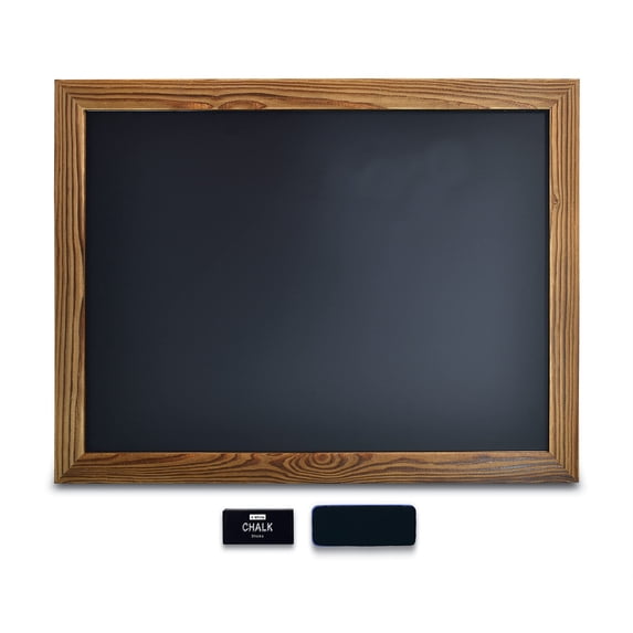 Magnetic Wall Chalkboard, Large Size 18" x 24", Rustic Wood Frame, Chalkboard Sign, Vertical or Horizontal Wall Mount, Includes Chalk and Eraser, by Better Office Products (Rustic Brown)