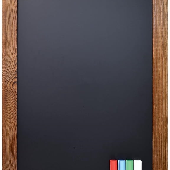 Magnetic Wall Chalkboard Sign, X Large Size 20" x 30", Rustic Wood Frame, Vertical or Horizontal Wall Mount, Includes 4 Chalk Markers + Chalk and Eraser,(Rustic Brown)
