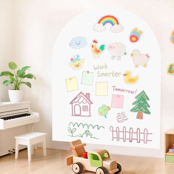 Magnetic Wall Decal 40x32 Inch White Magnetic Wall Decal Arch Chalkboard with Multiple Accessories for Home Playroom and Classroom