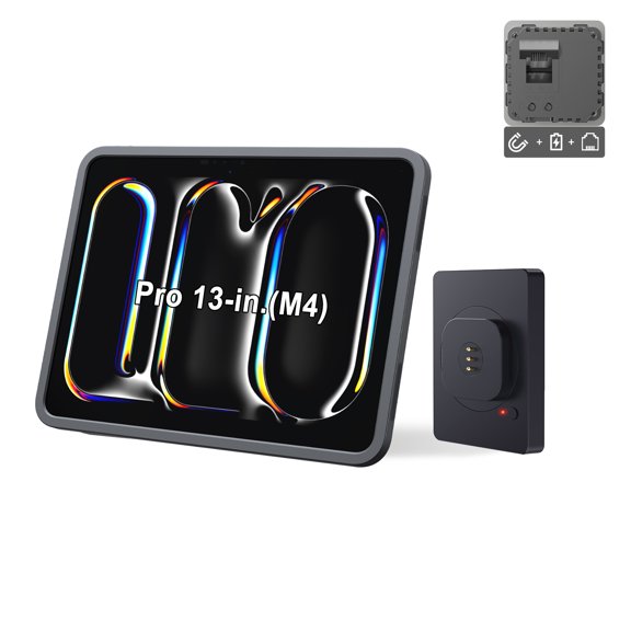 EMONITA Magnetic Wall Mount with POE and DC up to 18W Fast Charging Case for iPad Pro 13-Inch (M4) Strong Magnets 360 Rotation - Black (2024)