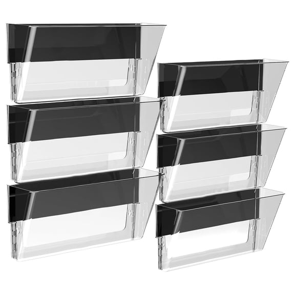 Magnetic Wall Pockets - 6 Pack Clear File Organizers, Legal & Letter Size, 5lb Capacity