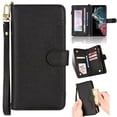 thumbnail image 1 of Magnetic Wallet Case Designed for iPhone 13 Pro Case, PU Leather Zipper Folio Protective Case with Magnetic Closure & Card Holder & Crossbody Strap for iPhone 13 Pro,Black, 1 of 8