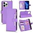 thumbnail image 1 of Magnetic Wallet Case Designed for iPhone 14 Pro Max Flip Case, PU Leather Zipper Folio Protective Case with Magnetic Closure and Card Holder with Crossbody Strap for iPhone 14 Pro Max, Purple, 1 of 9
