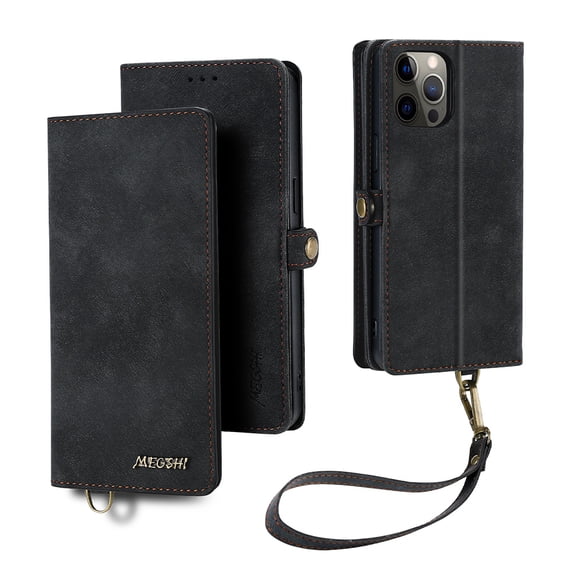 Magnetic Wallet Case for iPhone 13 Flip Case, Luxury PU Leather Cover ID Cash Credit Card Slots Holder Carrying Pouch Folio Flip Case for Apple iPhone iPhone 13,Black