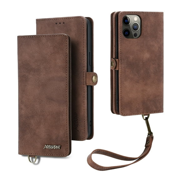 Magnetic Wallet Case for iPhone 13 Flip Case, Luxury PU Leather Cover ID Cash Credit Card Slots Holder Carrying Pouch Folio Flip Case for Apple iPhone iPhone 13,Brown