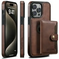 thumbnail image 1 of Magnetic Wallet Compatible with Magsafe, Stronger Magnetic Detachable Phone Wallet & Card Holder Kickstand, Premium PU Leather Back Removable with 3 Card Holders for iPhone 15 Plus, Brown, 1 of 9