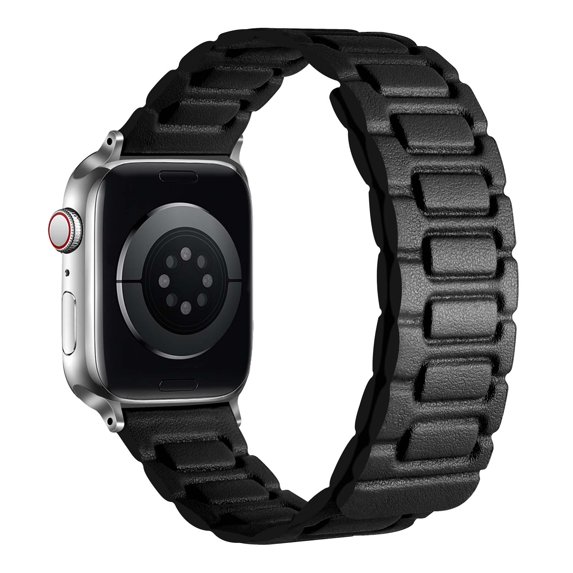 Magnetic Watch Band Compatible for iWatch Series 10 9 8 7 6 5 4 SE 3 2 1, Classic PU Leather Sport Strong Magnetic Buckle Watch Strap Band for Apple Watch 38mm/40mm/41mm/42mm, Black