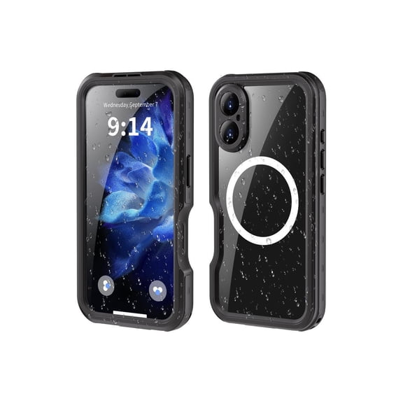 Magnetic Waterproof Case for iPhone 16, Built-in Screen Protector[IP68 Underwater][Upgrade Military Dropproof][Compatible with MagSafe] Full Body Shockproof Translucent Phone Cover