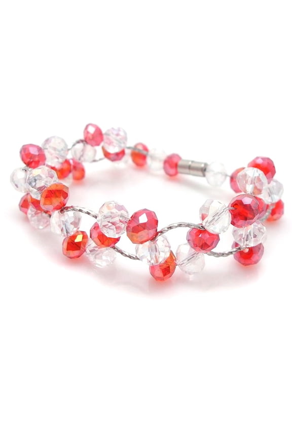 Magnetic Weave Charm Red and Clear Crystals Bracelet