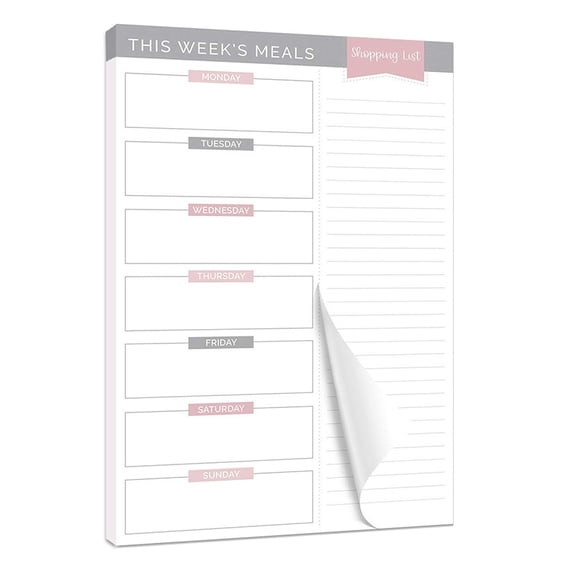 Magnetic Weekly Meal Planner Notebook for Fridge, Tear-Off Grocery List Magnet Pad with Budget Planner & To Do List, 52-Week Food Journal for Kitchen Organization