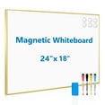 thumbnail image 1 of Magnetic White Board - 24" x 18" Portable Gold Aluminum Framed Whiteboard, Magnetic Dry Erase Board with 6 Magnets, 4 Markers & 1 Eraser, to Do List Notepad for Office, Home, 1 of 9