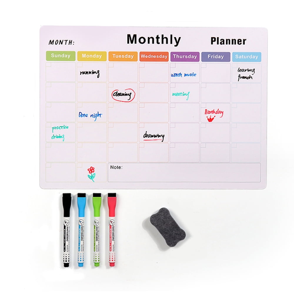 Whiteboard Calendar for Refrigerator Monthly Weekly Dry Erase