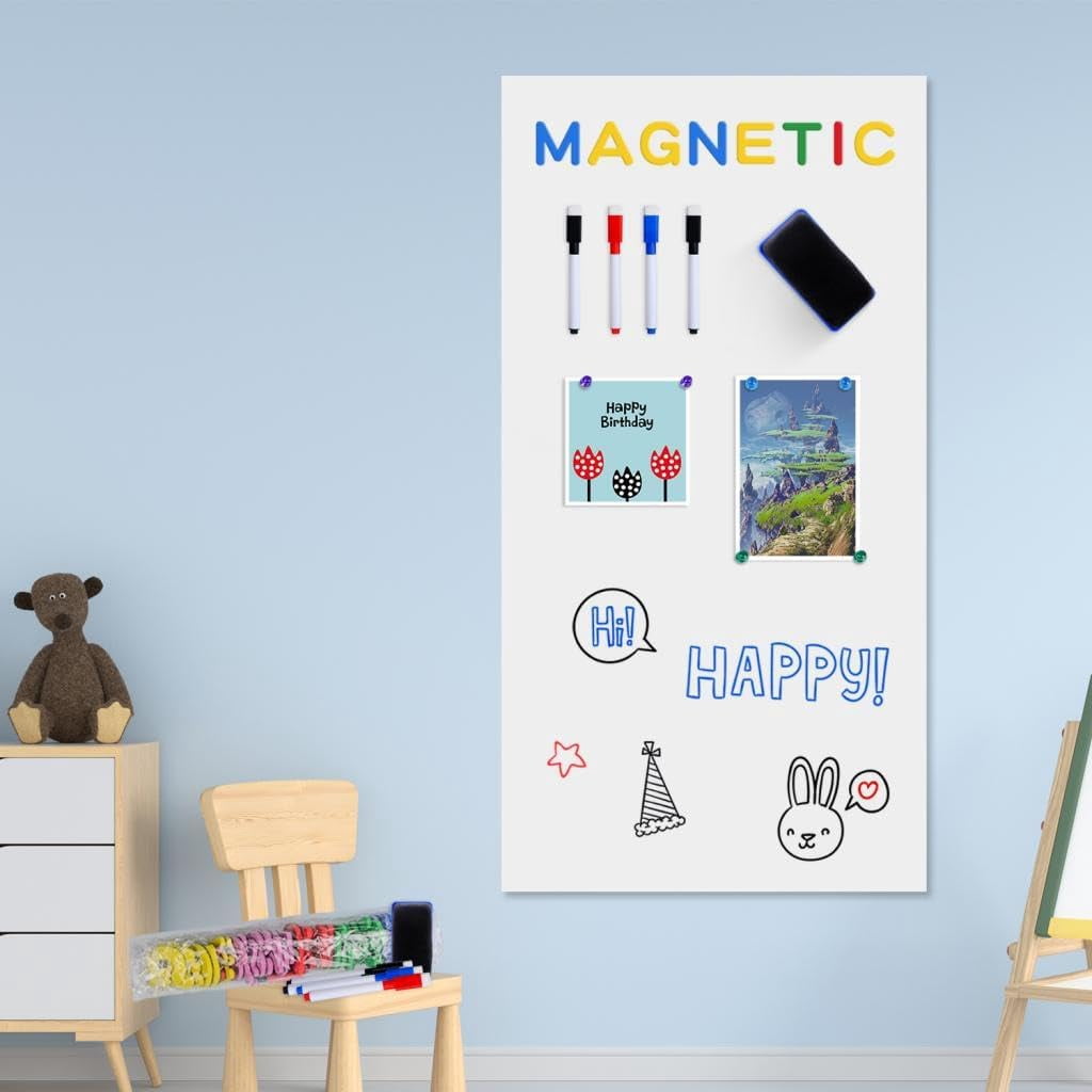 ZHIDIAN Magnetic Whiteboard Contact Paper - 3x66 Ft Wall Whiteboard Sticker With Nano Tape