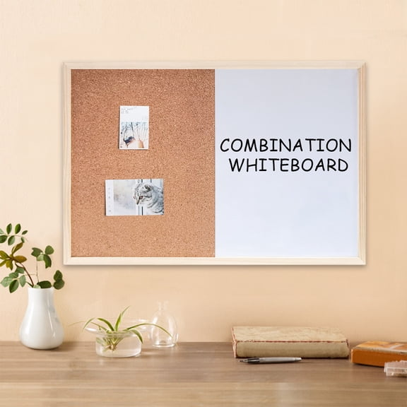 Magnetic Whiteboard Cork Board Combo Memo Bulletin Board Double Sided Dry Erase Pin Board for Office Home Dorm Study Photo Display Reminder Notes Wall Mounted Desktop Organizer Accessories Included