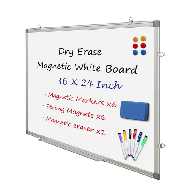 Whiteboard, Dry Erase White Board 36" X 24", Aluminum Frame, 1
