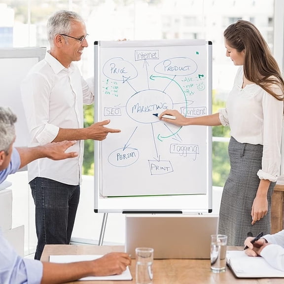 Magnetic Whiteboard Easel, 36 x 24 Inches, Portable Dry Erase Board Height Adjustable for School Office and Home