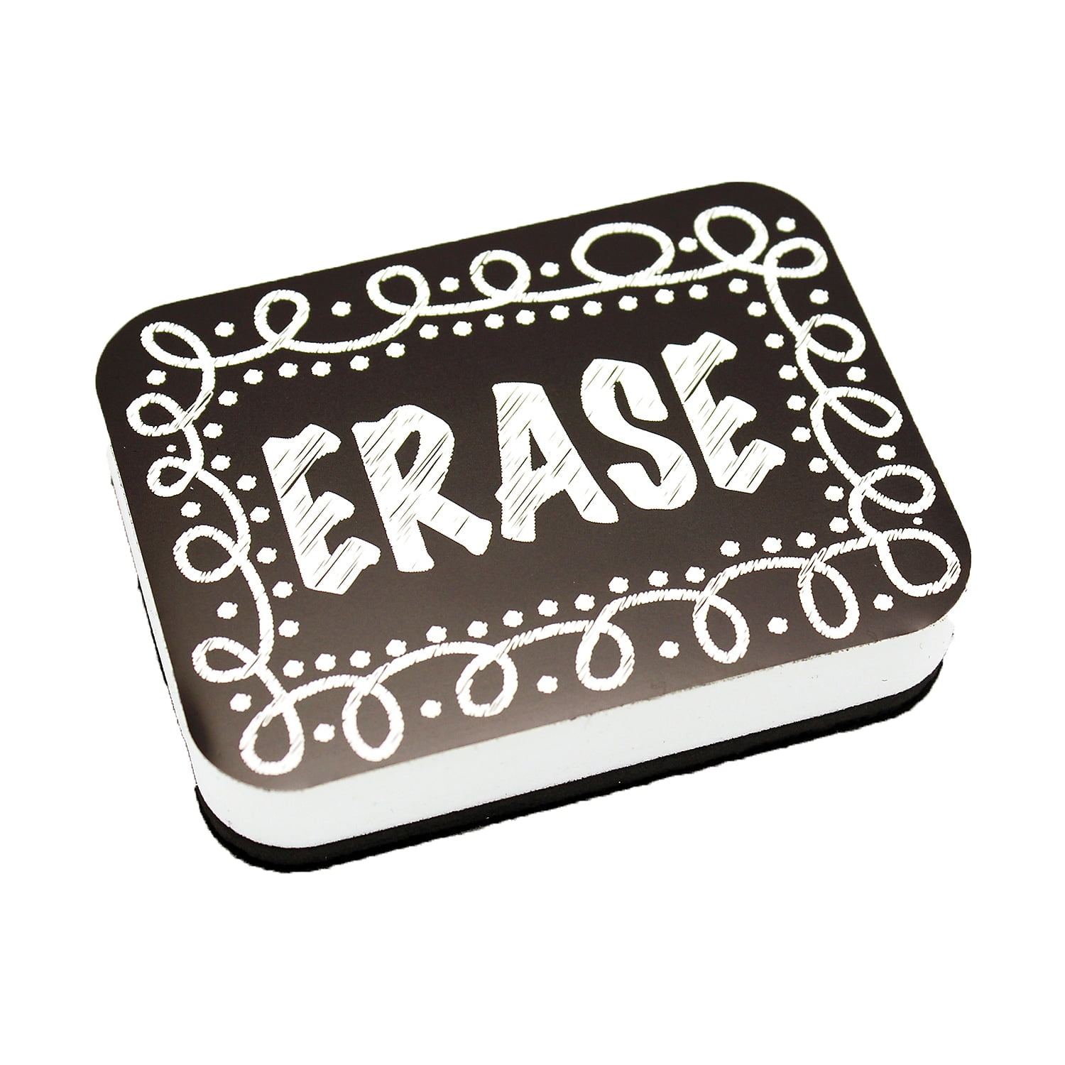 Black and White Magnetic Whiteboard Eraser with Chalk Loop