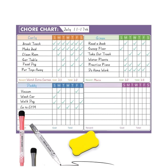 Magnetic Whiteboard for Fridge 16.5 x 11.8 Inches Large Dry Erase Family Chore Chart & To-Do List for Adults, Strong Magnetic Backing, Reusable Organizer for Kitchen, Home, Office