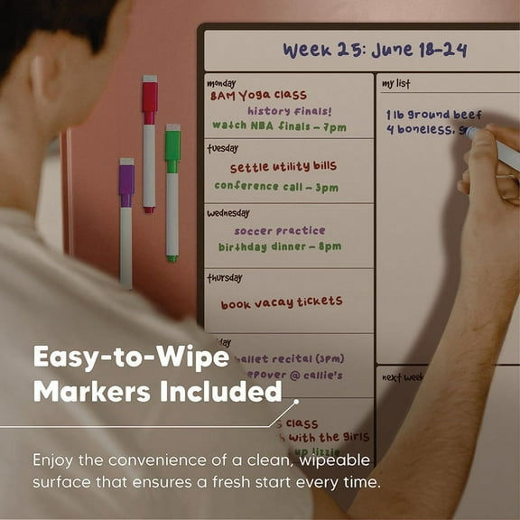 Magnetic Whiteboard Fridge Calendar Meal Planner and Shopping List White Board - Memo Board and Family Planner