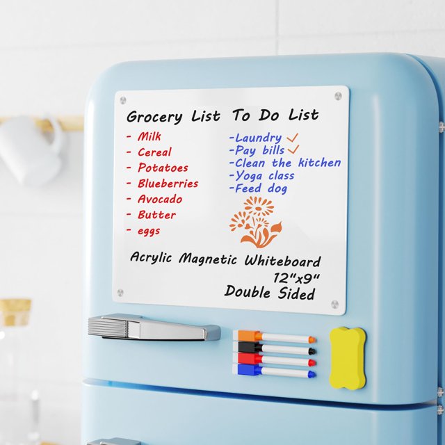 Whiteboard Fridge Dry Erase Board, Acrylic Glossy White