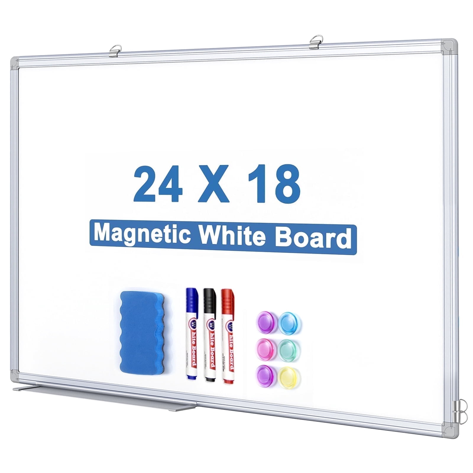 Magnetic Whiteboard, Maxtek Dry Erase Board 24"×18" , Wall Mounted White Board with Pen Tray, 3' x 2' Magnet Board for Office Home School Supplies, Silver Aluminum Frame