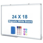 Magnetic Whiteboard, Maxtek Dry Erase Board 24"×18" , Wall Mounted White Board with Pen Tray, 3' x 2' Magnet Board for Office Home School Supplies, Silver Aluminum Frame