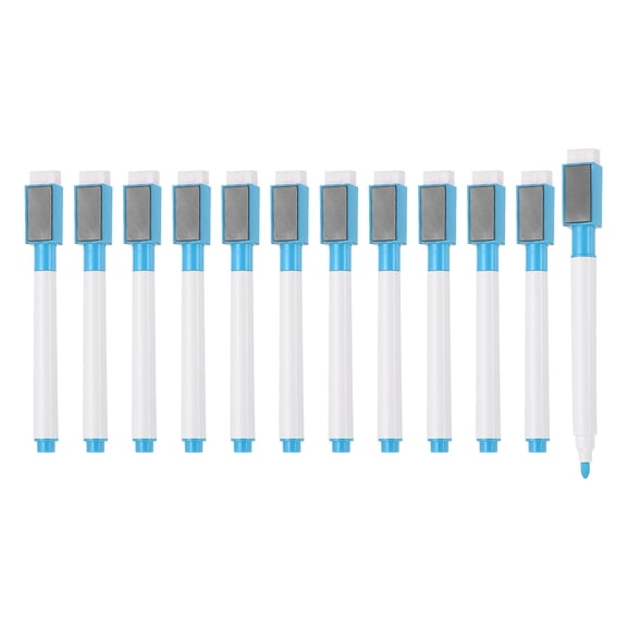 Magnetic Whiteboard Pen, 0.5-1mm Fine Tip Dry Erase Light Blue Markers, 12 Pcs