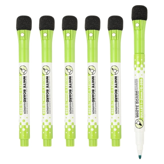 Uxcell Magnetic Whiteboard Pen, 1-2mm Fine Tip Dry Erase Green Markers, 6Pcs