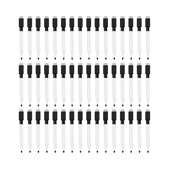 Magnetic Whiteboard Pen Erasable Marker, 48Pack Whiteboard Markers Dry Erase Marker with Eraser Cap Black