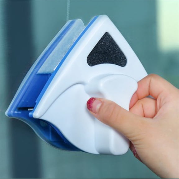 Magnetic Window Cleaner, Double Sided Triangle Shape Glass Wiper Washing Brush Tool Glass Cleaner Window Cleaning Squeegee Kit for Outdoor