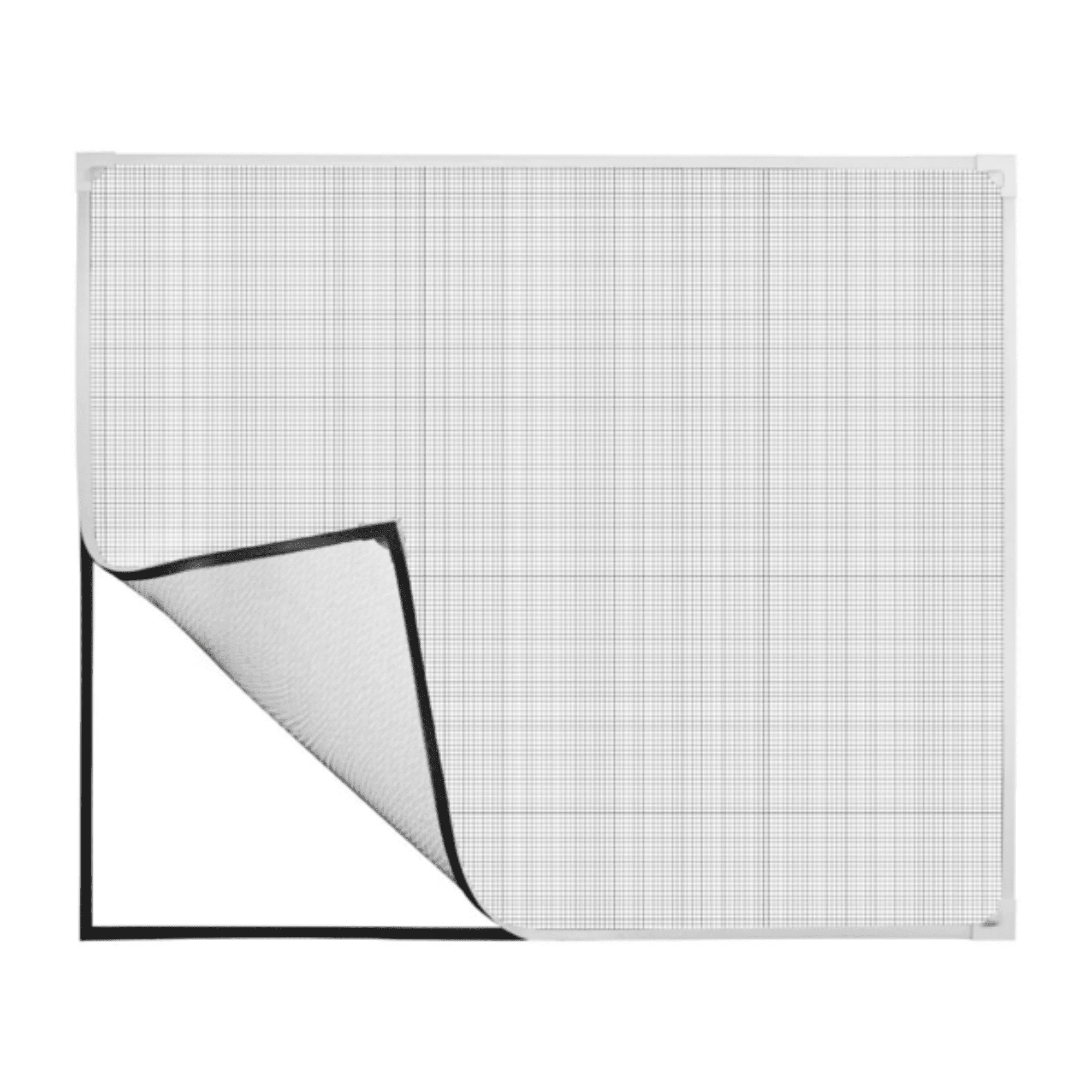 Magnetic Window Screen 58.27 x 39.17", White Frame with Black Magnetic Strip & Wind Clips, Drill-Free Installation