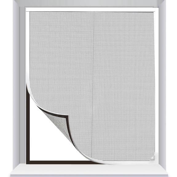 Magnetic Window Screen, Adjustable DIY Window Screen Mesh with White Frame Max 55” x 36” Fiberglass Mesh Fits Any Size Smaller for House Windows