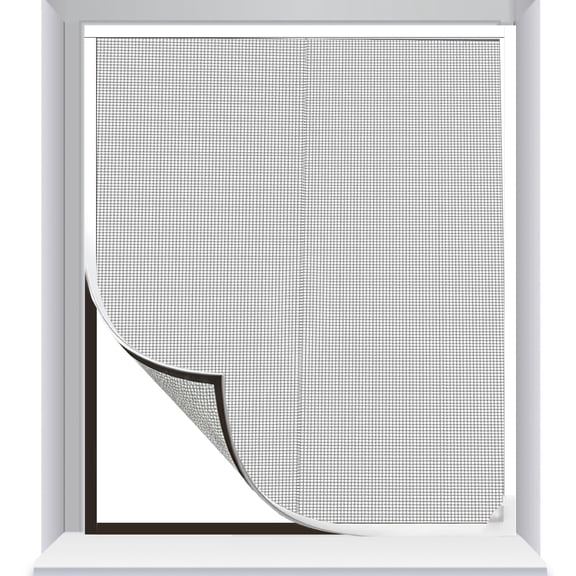 AOBAIWO Magnetic Window Screen Adjustable DIY Fiberglass Mesh White Frame 72" x 48"