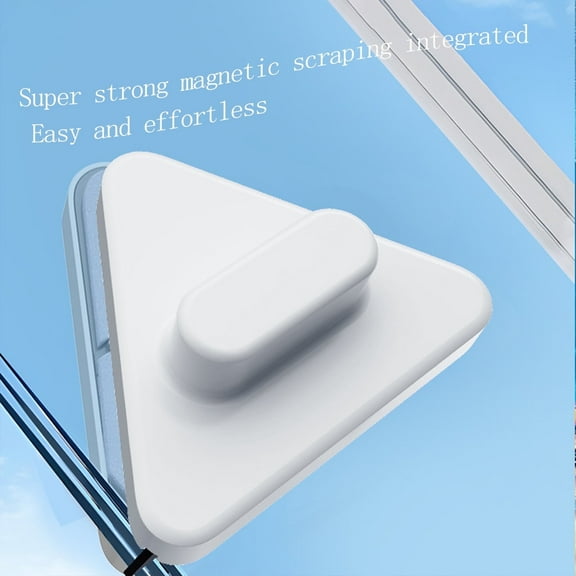 Magnetic Windshield Cleaner Tool,Windshield Magnetic Car Window Cleaner, Double-Sided Window Cleaner Glass Wiper, Triangle Shape, White(Glass 3-10mm)