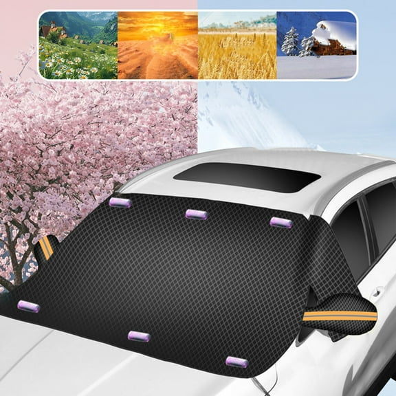Magnetic Windshield Cover for Snow and Sun Protection with Aluminum Foil Insulation All Weather Car Front Window Shield 1-Pack