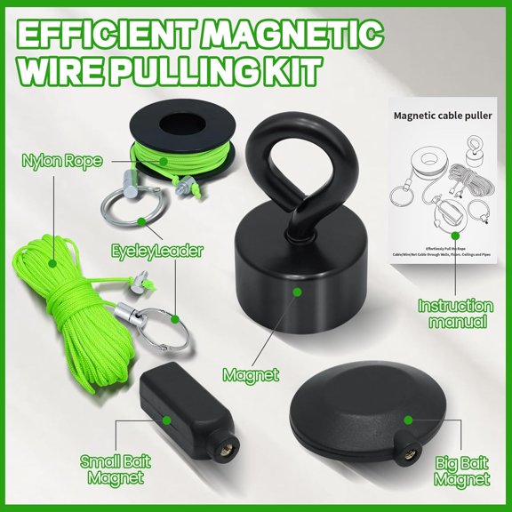 Magnetic Wire Puller Kit - Wiremag Fish Tape with Magnet for Running Wires & Cables Behind Walls Indoor/Outdoor$$Tools