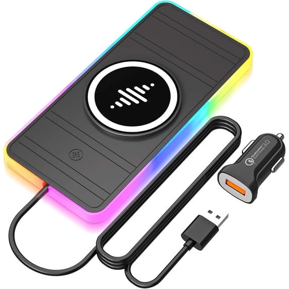 Magnetic Wireless Car Charger Pad, RGB 15W Wireless Car Charging Pad for Magsafe Wireless Charger for Car iPhone17 16 15 14 13 12 11 Pro Max