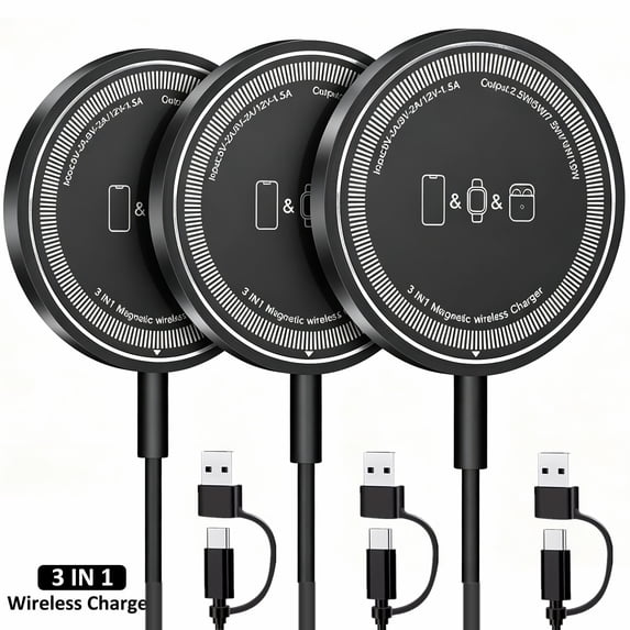 Magnetic Wireless Charger,15W Fast Chargering Pad Compatible with iPhone & AirPods & Watch Series Compatible for iPhone 17 Pro Max/17Pro/iPhone 16ProMax/16Plus/15/14/13/12/AirPods