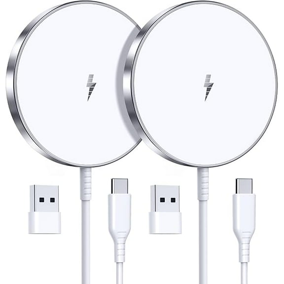 Magnetic Wireless Charger 15W Fast Mag Safe Charger for Cell Phone 16 Pro Max/16 Pro/16 Plus/16/15/14/13/12 Series 2 Pack Charging Pad for AirPods 3/2/Pro 2/Pro Mag-Safe Original Replacement
