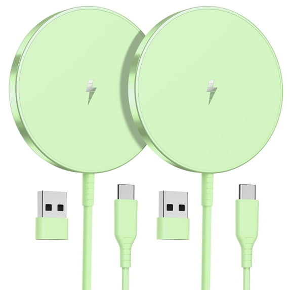 Magnetic Wireless Charger 15W Fast Mag-Safe Charging Pad for iPhone 15 /14/13/12 Series AirPods 3/2/Pro/Pro 2 with LED Indicator Light(green)