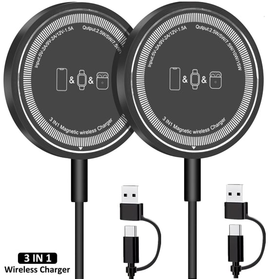 Magnetic Wireless Charger 2 Pack,15W Fast Magnetic Charging Charger Pad Compatible for iPhone17/ 16/15/14/13/12 Pro Max Plus, Strong Magnet Charging Pad with USB-C Cable