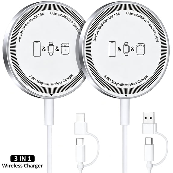 Magnetic Wireless Charger,Wireless Charging Pad Compatible with iPhone 17/16/15/14/13/12 Pro Plus,Max & AirPods 4/3/2 Pro &iwatch,White