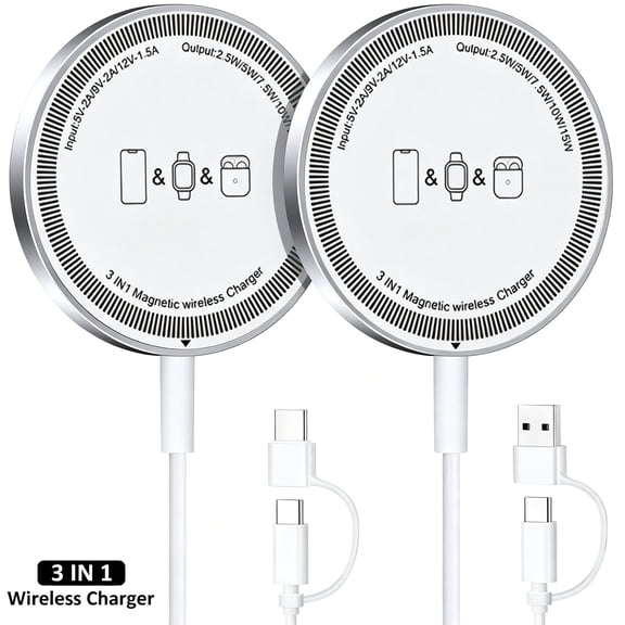 Magnetic Wireless Charger,Wireless Charging Pad Compatible with iPhone 17/16/15/14/13/12 Pro Plus,Max & AirPods 4/3/2 Pro &iwatch,White